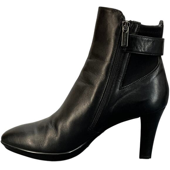 Aquatalia Ruby Dry Weatherproof Black Italian Leather Platform Boot Women 9.5 - Picture 3 of 11
